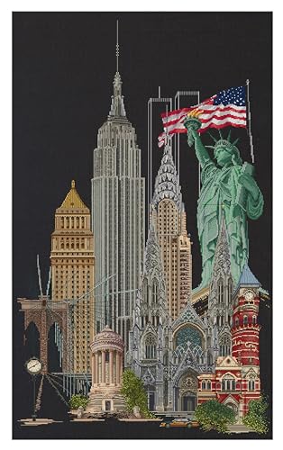 Image of Thea Gouverneur 471.05 New York on 18 Count Black Aida, Counted Cross Stitch Kit, 31.1-Inch-by-19.6-Inch