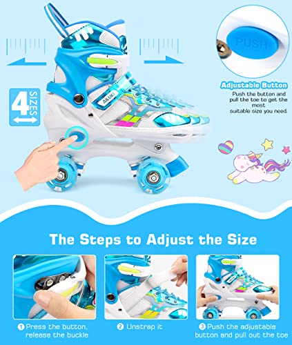 Roller Skates for Girls and Boys,4 Size Adjustable Kids Toddler Roller Skates with Light up Wheels for Toddlers Children Outdoor Indoor