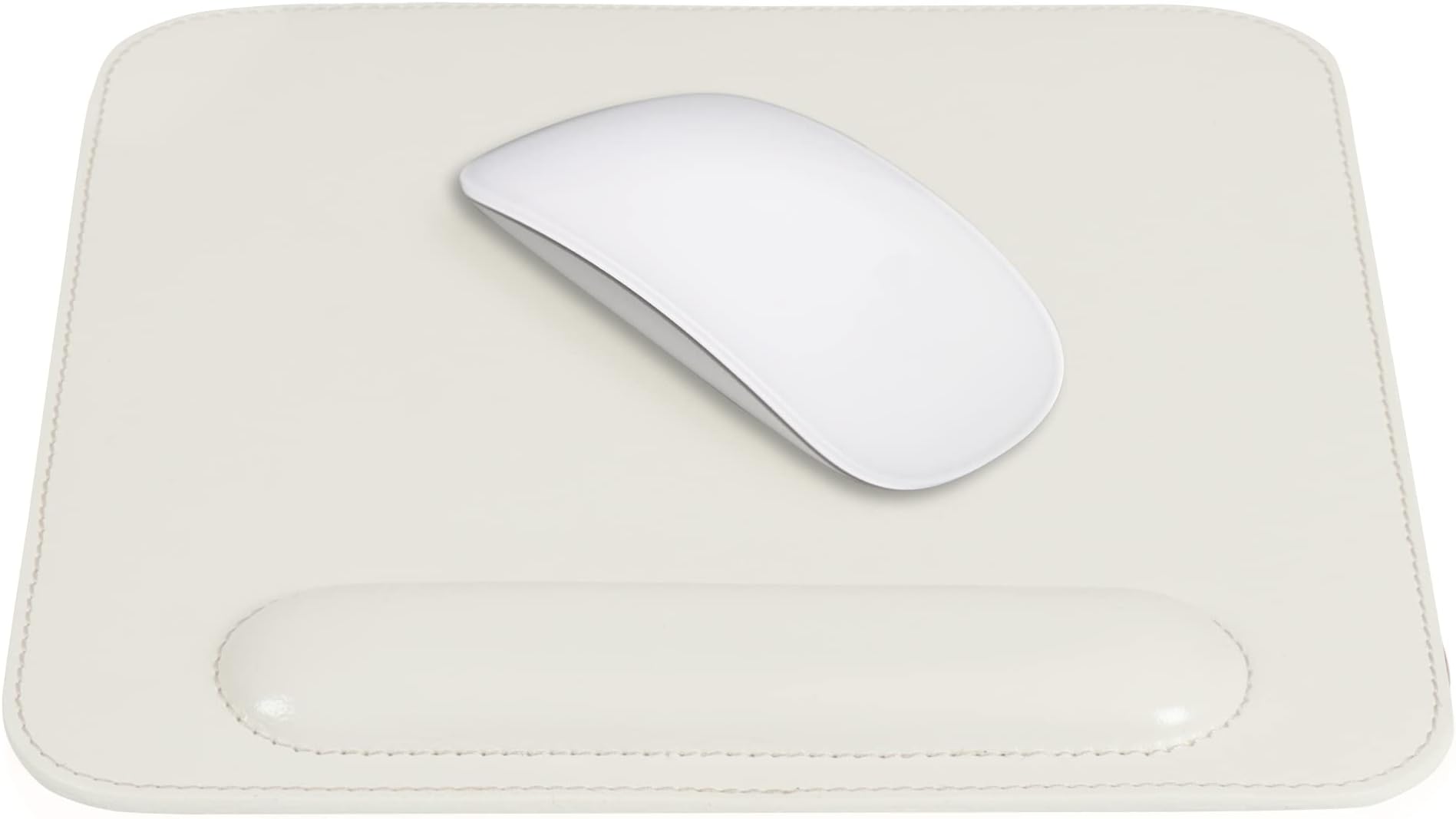 LONDO Leather Mousepad, PU Leather - Mouse Pad is crafted with fine and durable stitching - White