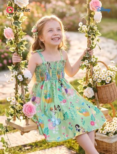 Image of Disney Princess Frozen Elsa Minnie Stitch Toddler Girl Dress Bow Tie Straps Smocked Summer Outfit Birthday Party Clothes 2-9Y