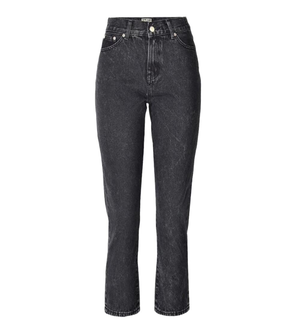 Jeans taille haute pour femme style boyfriend avec lettres imprimées printemps et été gris décontracté