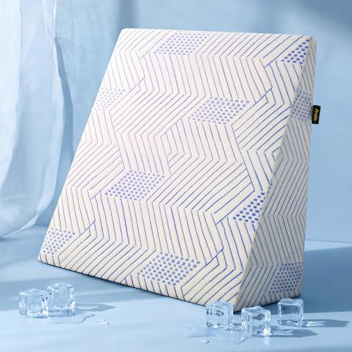 Image of Frido Wedge Plus Cushion with Cooling Cover for Sleeping, Sitting & Acid Reflux Relief | High Resillience Foam | Orthopedic Wedge Cushion for Leg Elevator | Pregnancy | GERD | White & Grey-Pack of 1
