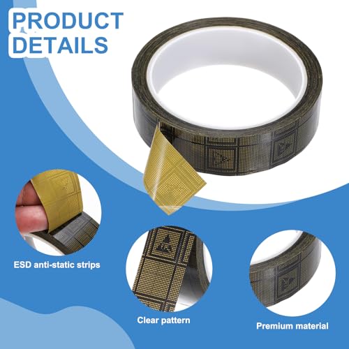 Image of PATIKIL Antistatic Tape, 2.36 Mil Thick, 1 Inch x 39 Yards Conductive Adhesive Grid ESD Tape for Circuit Board Laptop Mobile Phone Communication Electronics Parts Black /Yellow