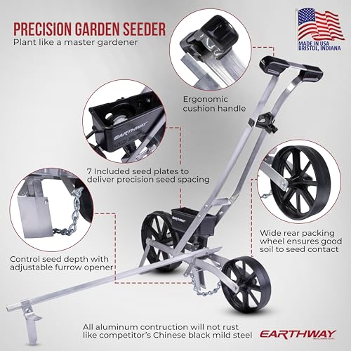 EarthWay Products 10001 Precision Garden Seeder with 7 Seed Plates, Sweet Corn Planter, Accurate Seed Drill for Gardeners, Durable Corn Planter, Use in Prepared Soil