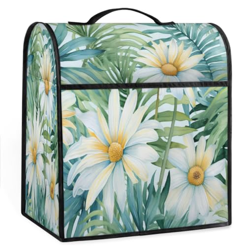 Coffee Maker Cover Palm Leaves Flower Kitchen Appliance Covers Small Appliance Covers Blender Cover Juicer Cover Dust Covers for Kitchen Appliances with Top Handle and Pockets,Washable,C739
