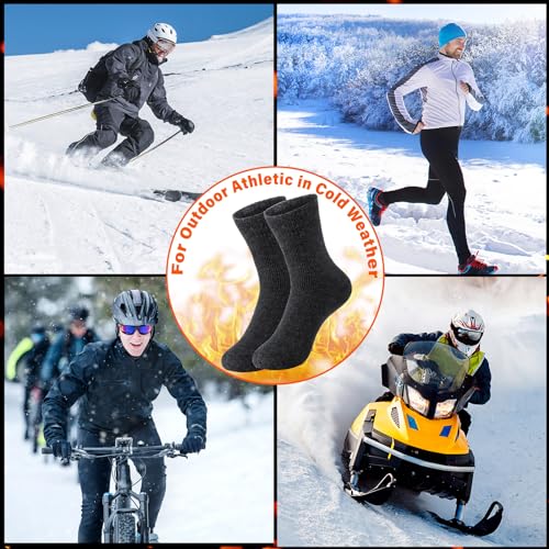 Handepo 20 Pairs Men's Wool Socks Bulk Thermal Winter Thick Cozy Interior Warm Boot Socks Gift for Women Men Christmas4