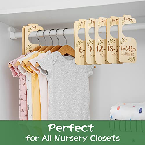 Baby Closet Dividers for Clothes Organizer - Set of 8 Beautiful Wooden Double-Sided Baby Clothes Size Hanger Organizer from Newborn to 24 Months for Boho Nursery Decor - Thumbnail 3