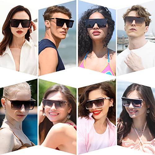 Dollger Square Oversized Sunglasses for Women Men Trendy Flat Top Big Black gold Shades UV400 Sunnies3