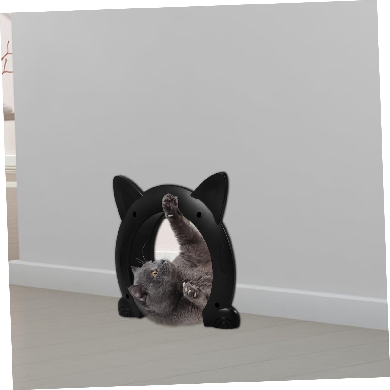 Hohopeti Schwarze mittelgroße Katzentür aus Kunststoff mit Katzenmotiv Praktische Innentür für Haustiere Einfache Installation Sicherer Zugang für Katzen und kleine Hunde Vielseitig für