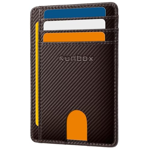 Image of RUNBOX Slim Minimalist Front Pocket RFID Blocking Leather Wallets for Men and Women Card Holder Wallets Gifts for men