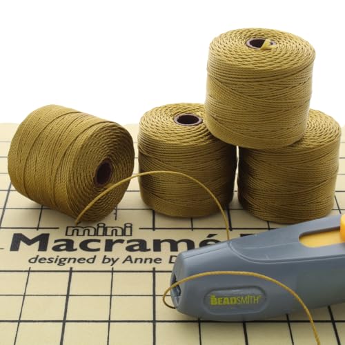 Hilo de nylon Beadsmith S-Lon #18 oliva dorado de 77 yardas para encordar micro-macramé 6