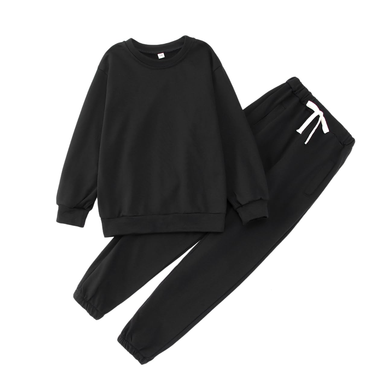 MODNTOGA Conjunto de sudadera lisa para niños grandes, 2 piezas, sudadera y pantalones deportivos para niños y niñas, ropa deportiva para otoño e invierno