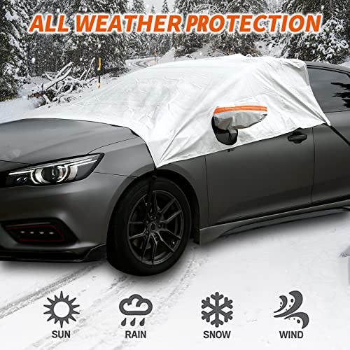 Aumotop Half Car Cover Top All Weather -Waterproof Windshield Cover Exterior Cover Outdoor Snow Sun Uv Winter Summer Protection, Universal Fit For Sedan Suv Truck #TOP6