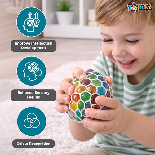 Image of Toyshine 1Pc Magic Slime Mesh Ball Anti-Stress Anti Anxiety Squeeze Grape Ball Multicoloured Water Beads Filled Toy for Kids & Adults | Best for Birthday Return Gift