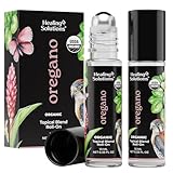 Organic Oregano Roll On Essential Oil Rollerball (2 Pack - USDA Certified Organic) Pre-diluted with Glass Roller Ball for Aromatherapy, Kids, Children, Adults Topical Skin Application - 10ml Bottle