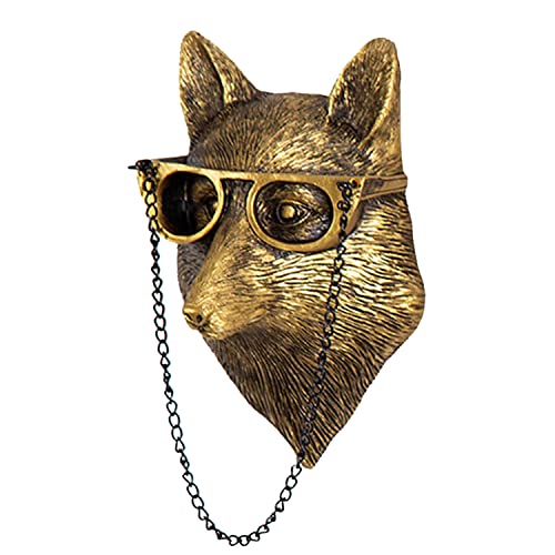 GUASDIE Animal Heads Wall Decor, Faux Deer Head Mount, animal Sculptures Wall Decor, resina animal Head Wall Hanging Decoração para Living Room Bedroom Kitchen Gift, Fox