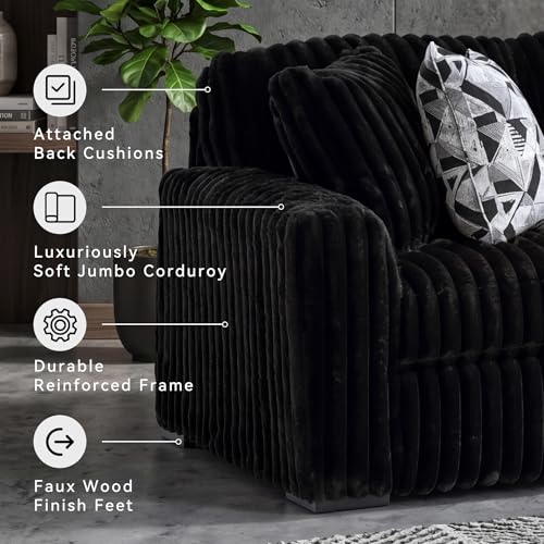Image of Signature Design by Ashley Midnight-Madness Modern Anti Sage Sofa with Reversible Cushions, Black