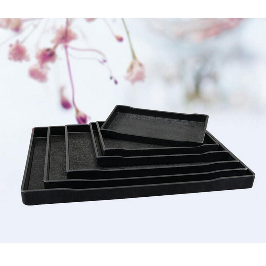 misppro Bandeja grande de plástico rectangular para alimentos, bandeja de mayordomo, bandeja de desayuno (negro, 14 x 10 pulgadas)