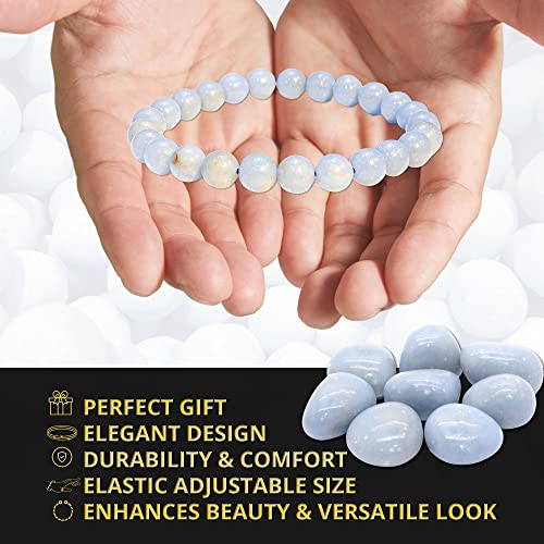 Image of ANAYA AGATE Healing Crystal Bracelet for Women and Men - 8mm Round Beaded Bracelet for Men and Women - Unisex Stretchy Gemstone Bracelet for Healing and Protection