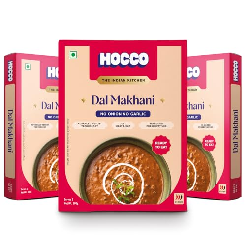 Image of HOCCO Ready to Eat Jain Dal Makhani | Just Heat & Eat | Jain Instant Food | Ready to Cook | Just Add Hot Water & Meal Ready in 5 Mins | Microwaveable | Serves 2-300g Each (Pack of 3)