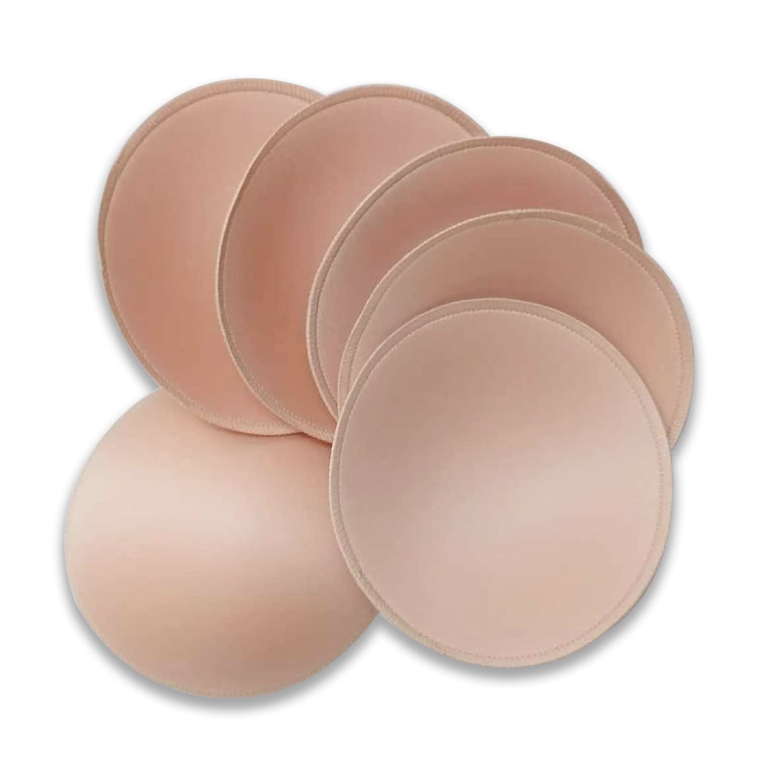 WMugthome 3 pairs（C/D/DD cup） Round Soft Bra Inserts Pads Removable for Sport Bra Cups insert and Bikini Top Swimsuit Inserts, Beige, D Cup