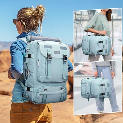 PIJUSHI Travel Backpack for Women Carry on Luggage Backpack Flight Approved Convertible Duffle Bag Fit 16 Inch Laptop(PE037 Blue)2