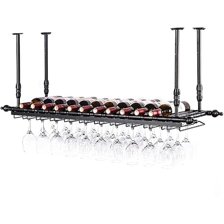 Amazon.com: Hanging Wine Rack with Glass Holder and Shelf,Adjustable ...