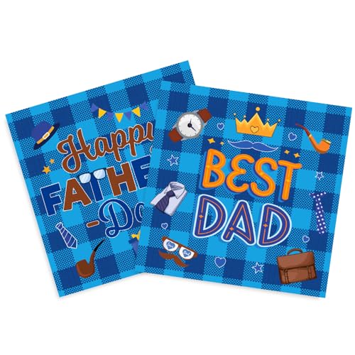 Servilletas del Día del Padre azules de 16,5 cm desechables de papel para fiestas y picnics