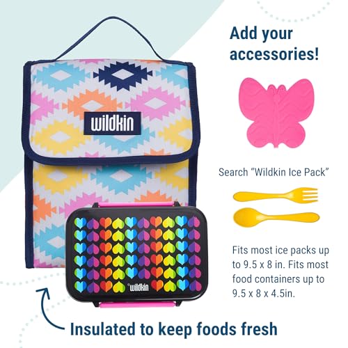Image of Wildkin Kids Insulated Lunch Bag - Reusable, Ideal for Hot /Cold Snacks, School & Travel - Aztec
