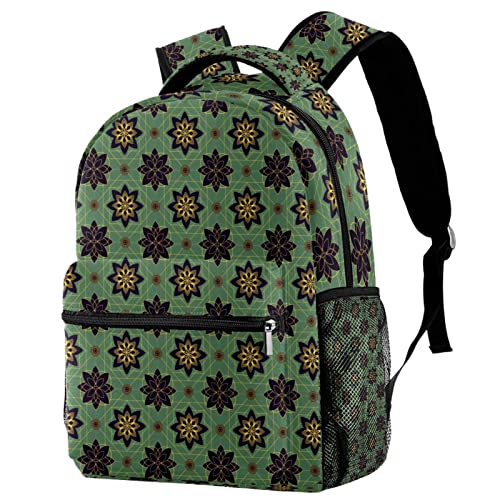 Sac à dos vintage vert à fleurs pour escapades et cours universitaires