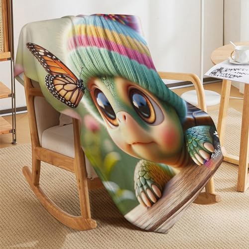 Couvertures flannel tortue mignonne 130x150cm lavable à la machine et chaude - 5