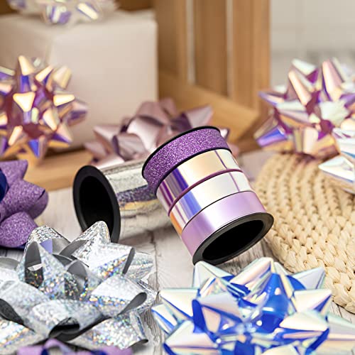 Wrapaholic XXH-SET-PURSIL 14 Pcs Gift Bows Assortment - 12 Multi Colored Assorted Size Gift Bows (Purple, Pink, White, Rose Gold, Silver) And 2 Crimped Curling Ribbons thumb #6