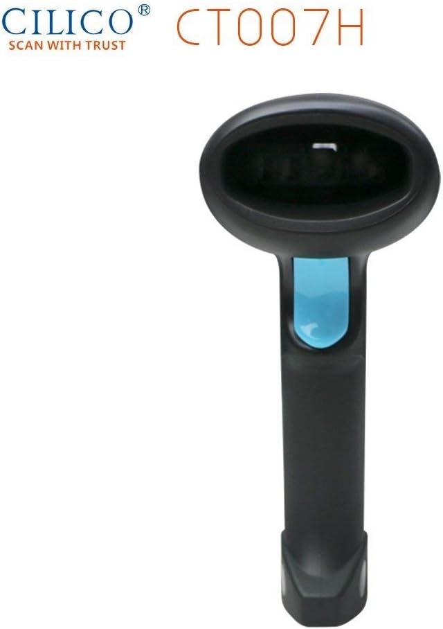 Barcode Scanner, Wireless 2.4G and USB CCD Barcode Reader, Rugged Rechargeable Screen Bar Code Scanner with Memory for POS, Inventory, Works with Computer(CT007H)