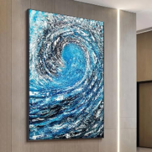 Toile marine relief haut de gamme peinture abstraite bleue