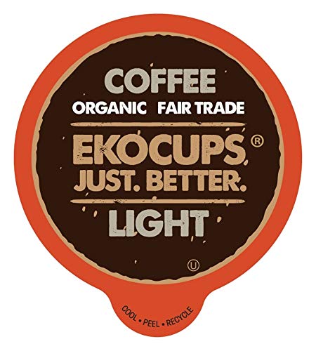 EKOCUPS Organic Coffee Pods, Light Roast Coffee, Single Serve Coffee for Keurig K Cups Machines, Fair Trade Coffee in Recyclable Pods, 40 Count