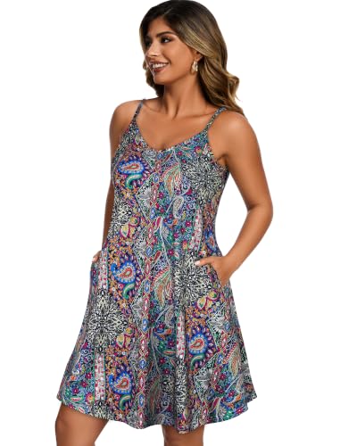 Image of JOELLYUS Womens Spaghetti Strap Dress Summer Dresses Beach Cover Ups Casual Sundresses with Pockets 2026