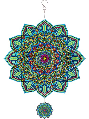 Wind Spinners Home Garden Decor, Patio Yard Backyard Outdoor Art Outside Decorations 3D Mandala Metal Stainless Steel Decoration, 12＂Wind Spinner Gifts For Lawn Hanging Pinwheels Crafts Ornaments #TOP2