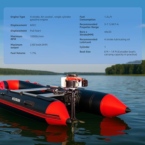 image for KUSINDOG 4 Stroke Small Outboard Motor 4 hp Outboard Boat Motor for In