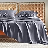 Bedsure Cooling Sheets for Full Size Bed, Viscose Derived from Bamboo, Deep Pocket up to 16', Breathable Soft Bed Sheets & Pillowcases, Dark Grey