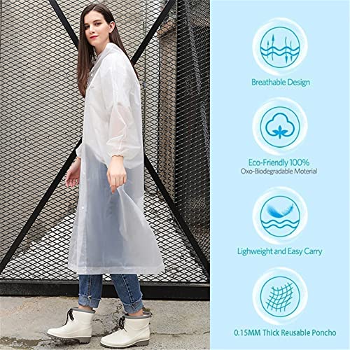Image of Rain Poncho Raincoats for Adult Reusable - 2-5 Pack EVA Waterproof Rain Coat with Hood, Rain Gear for Men Women