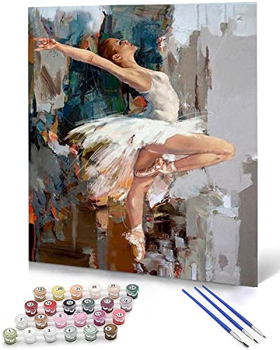SULISO Pintar por Numeros Adultos, DIY Pintura por números con Pinceles y Pinturas Decoraciones para el Hogar sin Marco de 40 X 50 cm-Bailarina Cover