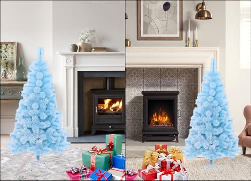 Image of fizzytech 4 Feet Blue Pine Artificial Christmas Tree with 160 Tips | Premium Decorative Look | Pine Needle Material | Metal Stand | Easy 3-Step Assembly | Perfect for Christmas Home Decoration
