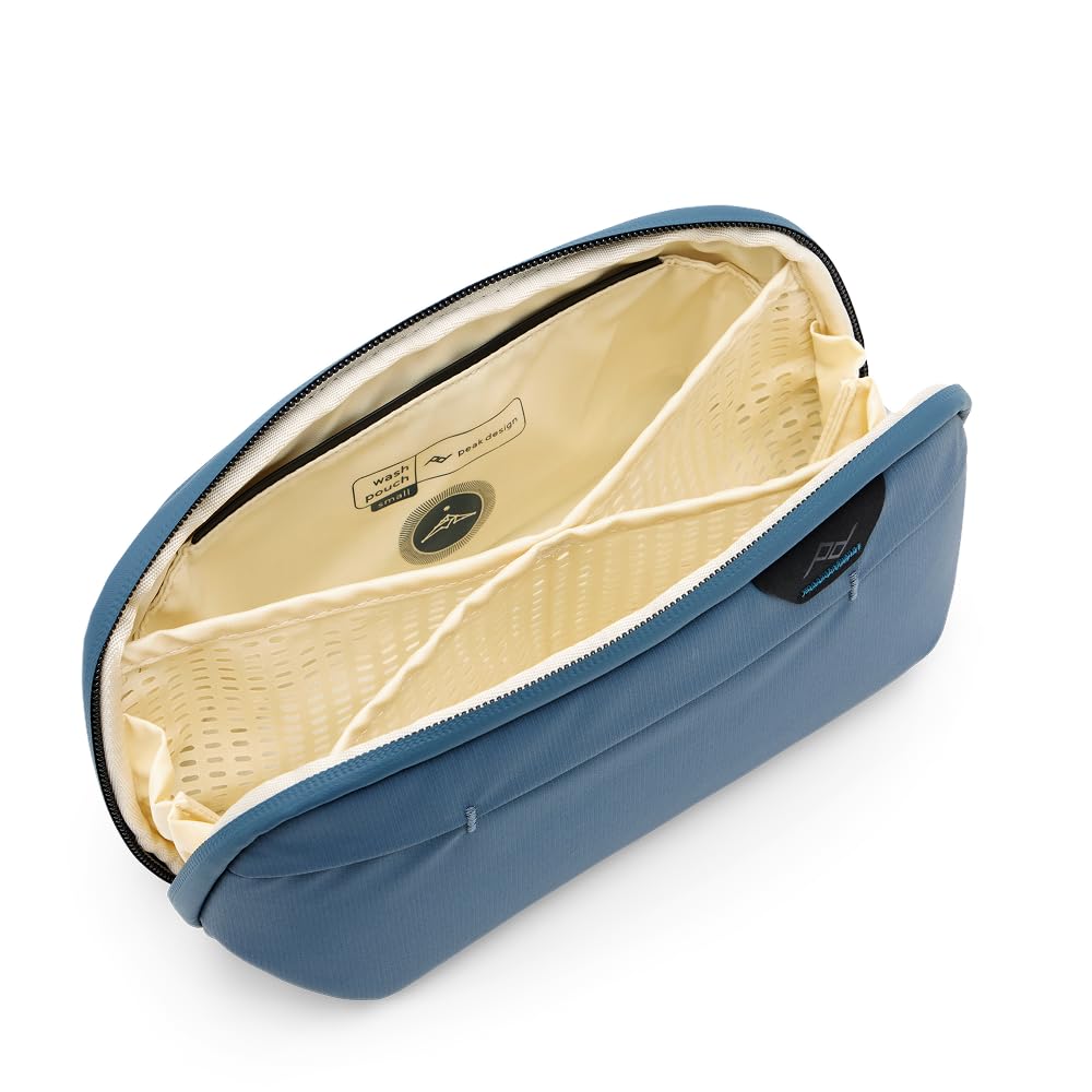 Peak Design Pochette da viaggio piccola Ocean, resistente alle intemperie, kit Dopp verticale o sospeso con tasche, tasca magnetica per spazzolino da denti, ampia apertura UltraZip, borsa da toilette