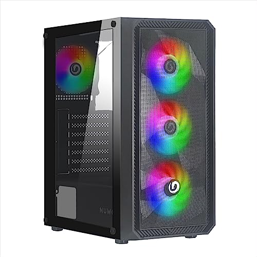 Nuwo Rodan R602 Nero Case ATX per PC Gaming, Supporta E-ATX, 0.50MM SPCC con 4 Ventole LED ARGB Indirizzabile Frontale Mesh e Pannello Laterale in Vetro Temperato