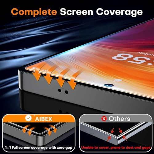Image of AIBEX Military-Grade Gorilla Tempered Glass Screen Protector for Samsung Galaxy S25 Ultra 5G with Edge to Edge Coverage - Case Friendly, Anti-scratch and Bubble free installation kit