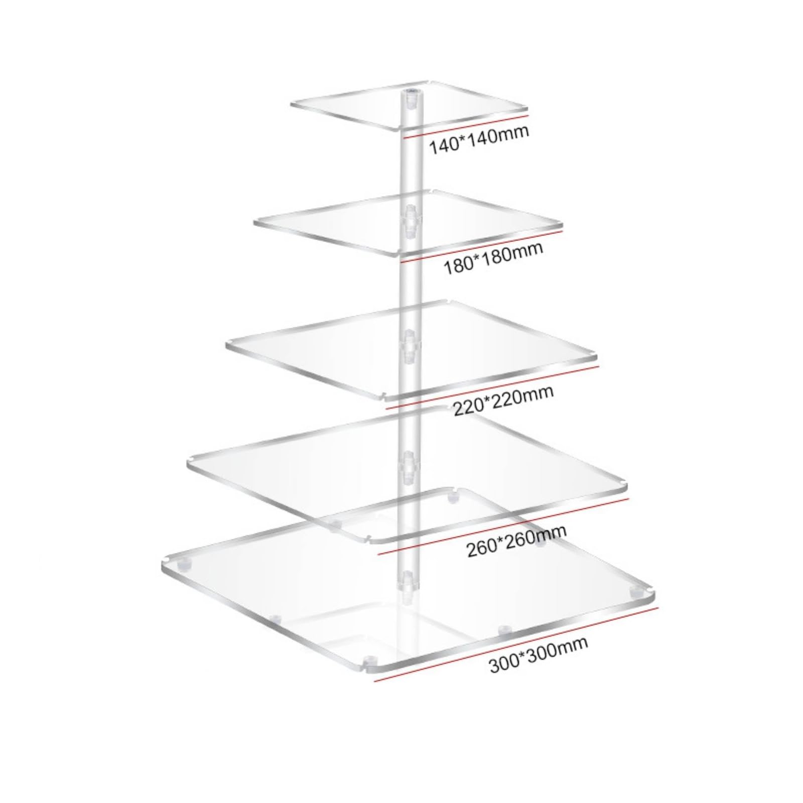 Soporte Expositor Acrílico Base Antideslizante Vitrina Iluminada y Montaje Fácil Adecuado para Bodas Cumpleaños Celebraciones de Postres, 5 Niveles