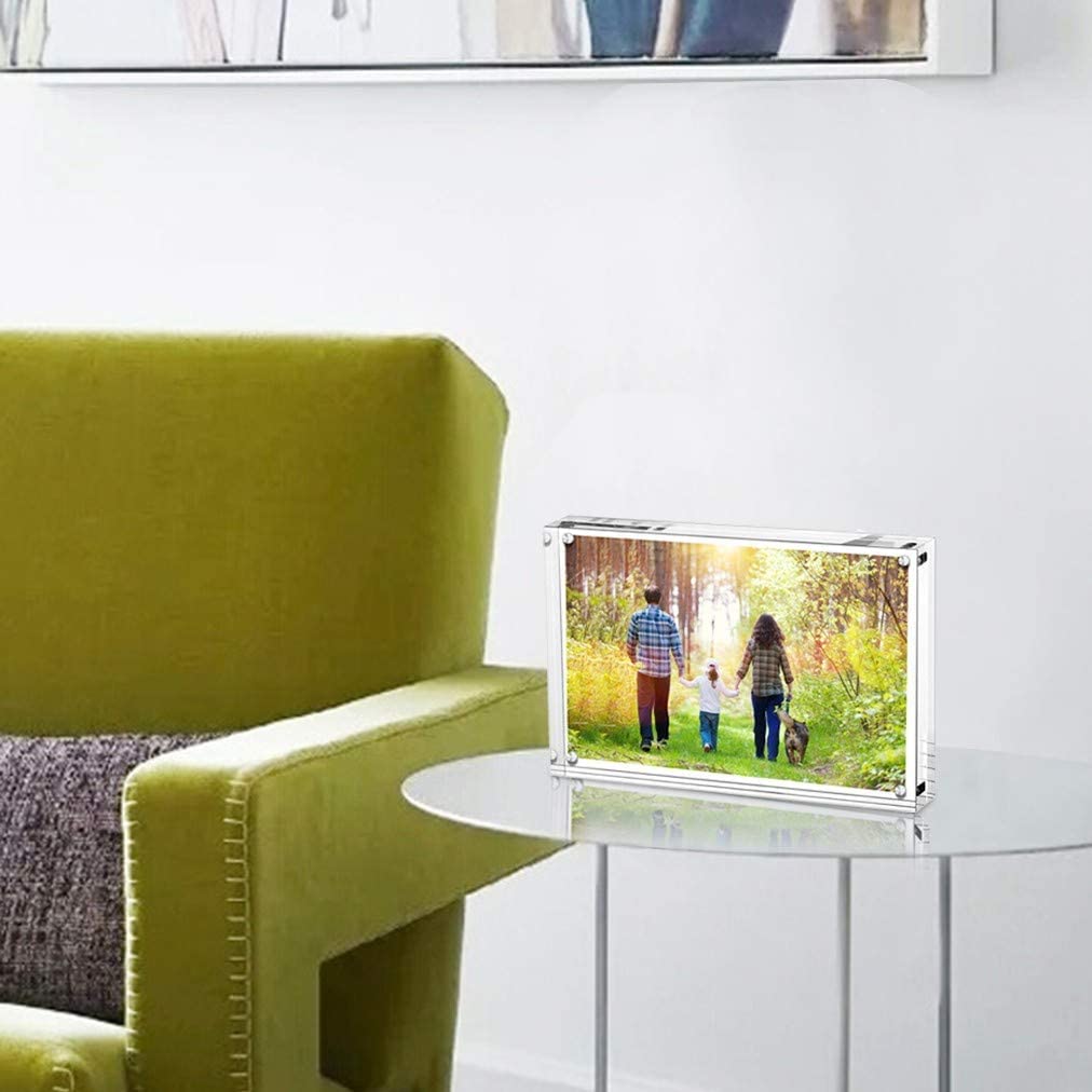 Boxalls 4x6 inch Acrylic Picture Frames- 5 Pakiet, Desktop Frameless Photo Frames with Magnetic, Double Sided Transparent (5 Pack)