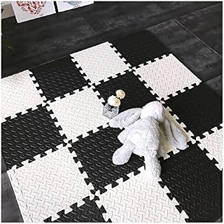 20 Pieces Fitness Foam Interlocking Floor Tiles, Interlocking Foam Tiles Are Soft And Comfortable, Bottom Anti-Slip Texture, High Elasticity, for Home Gym, Game Room,Black+White,30x30x1cm