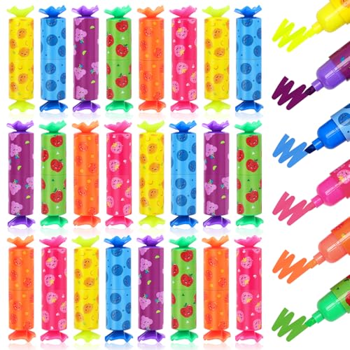 ARCROS Highlighters Party Bag Fillers for Kids, 30Pcs Candy Highlighters for Kids Party Bag Fillers in 6 Colours, Mini Highlighters for Kids Party Favours for Girls