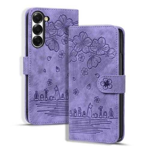 Étui en cuir violet Galaxy Z Fold 7, la finition haute qualité ajustée